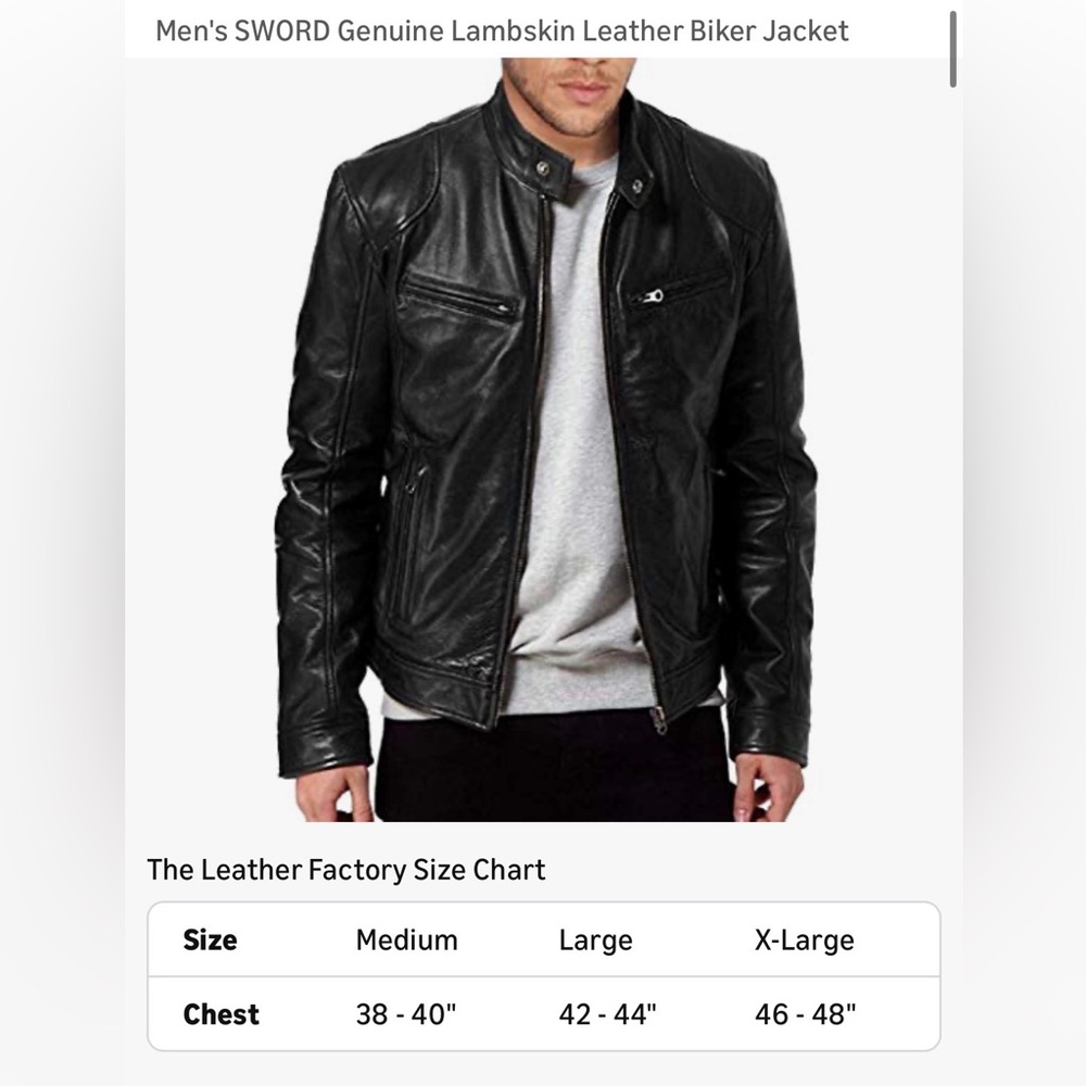 Men's Classic Black Leather Jacket - Picture 8 of 10